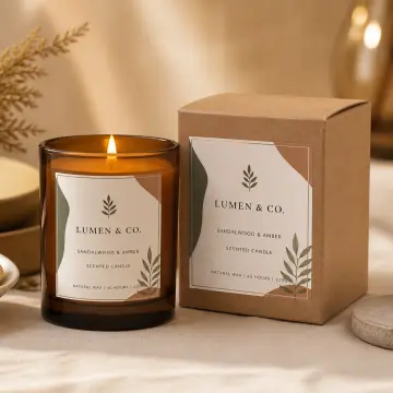 Custom Candle Jar Labels Waterproof Vinyl Gold Foil Printing For Scented Soy Candle Glass Container Private Label Packaging