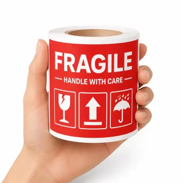 Personalized Shipping Warning Label Rolls | Custom Logo & Text | Fragile, Hazardous, Battery Labels for E-Commerce Packaging