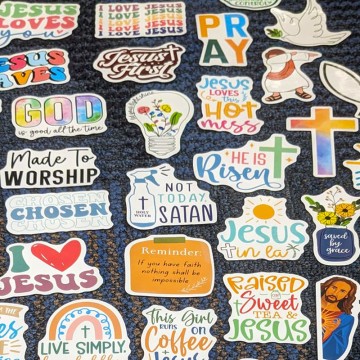 Vibrant Cartoon Bible Verse Vinyl Stickers for Teens