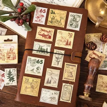 Vintage Stamp Style Adhesive Stickers for ...