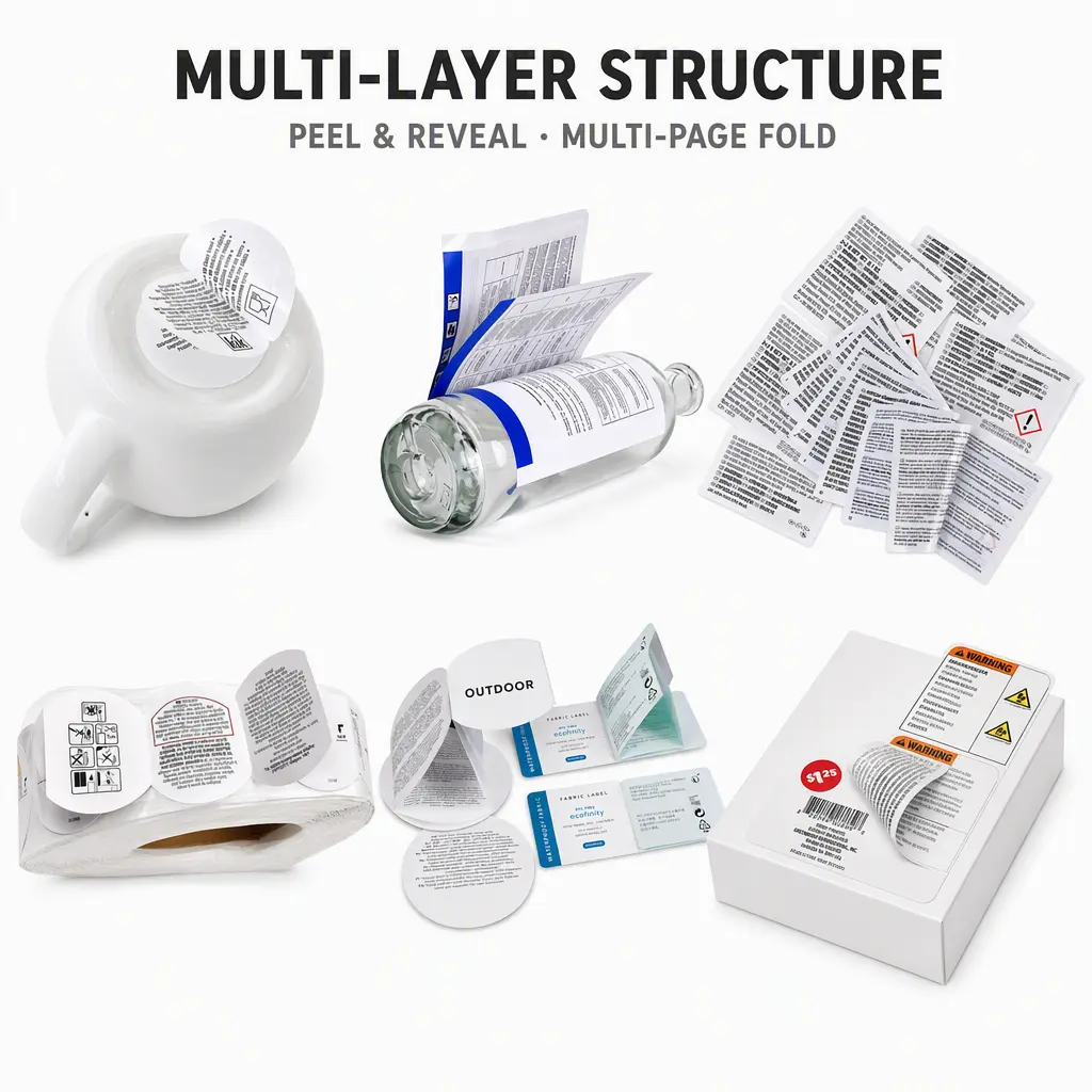 Multi-Layer Peel & Reveal Label for Skincare – Multi-page Booklet Labels with 2-10 Printable Layers
